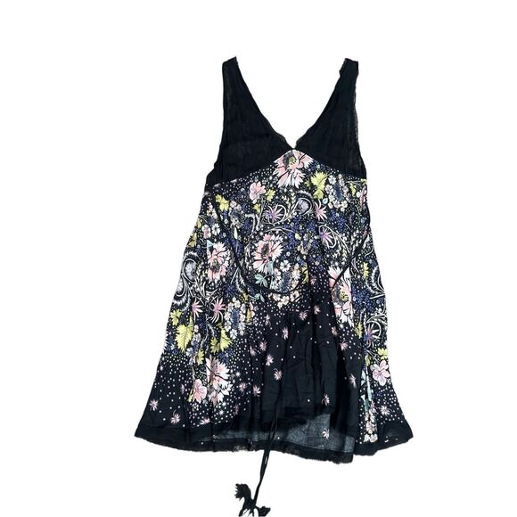 free people intimately Longwood Printed Slip Mini Dress Black Multi Sleeveless S - Picture 3 of 11